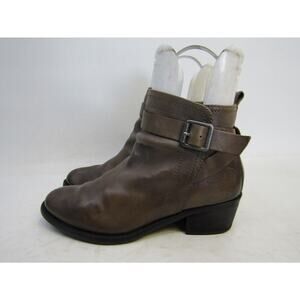 Vince Camuto Womens Sz 6.5 B Brown Leather Zip Buckle Ankle Fashion Boots Bootie